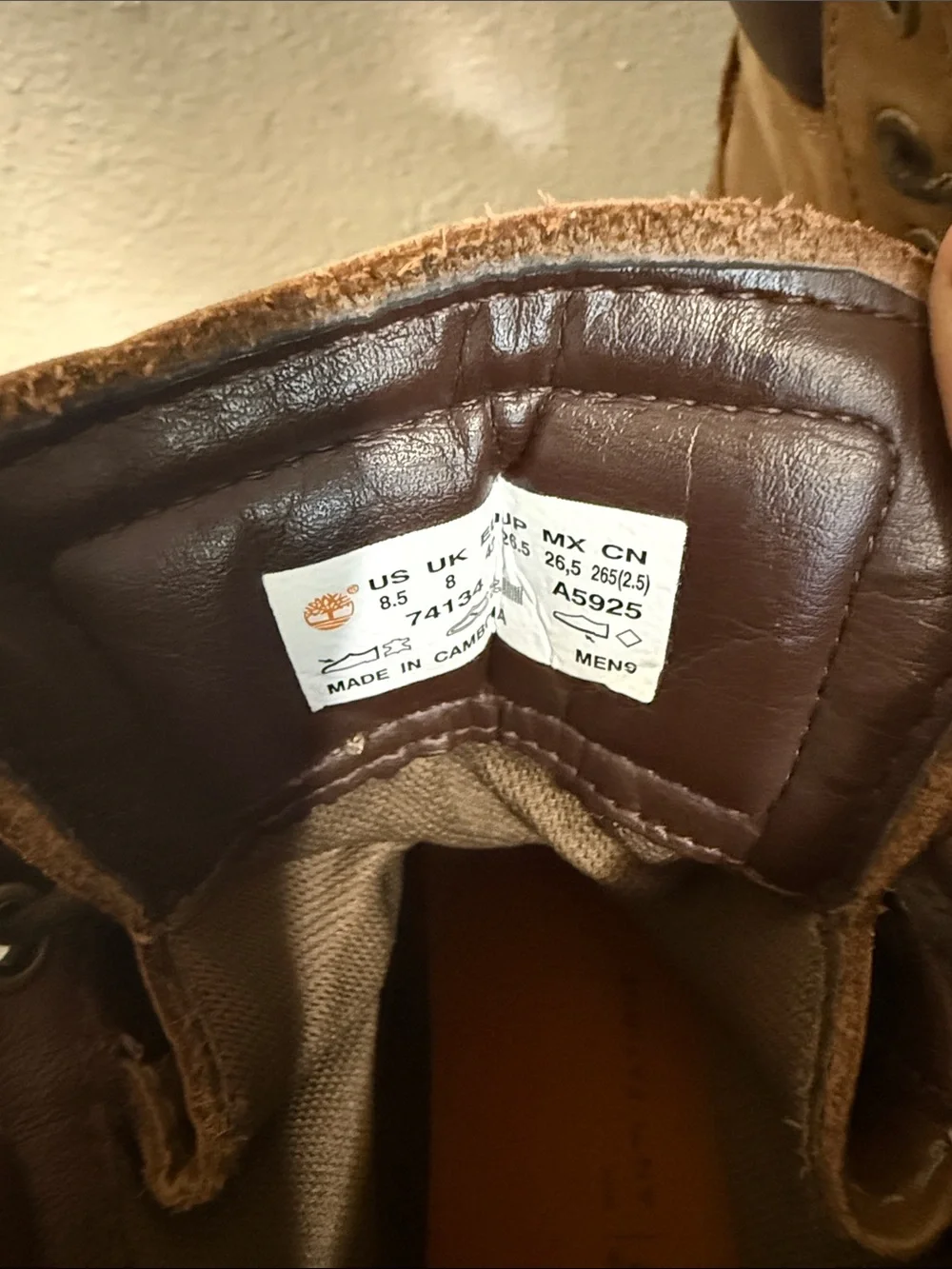 Timberland Men’s Tan/Brown Leather Lace-Up anti fatigue Boots